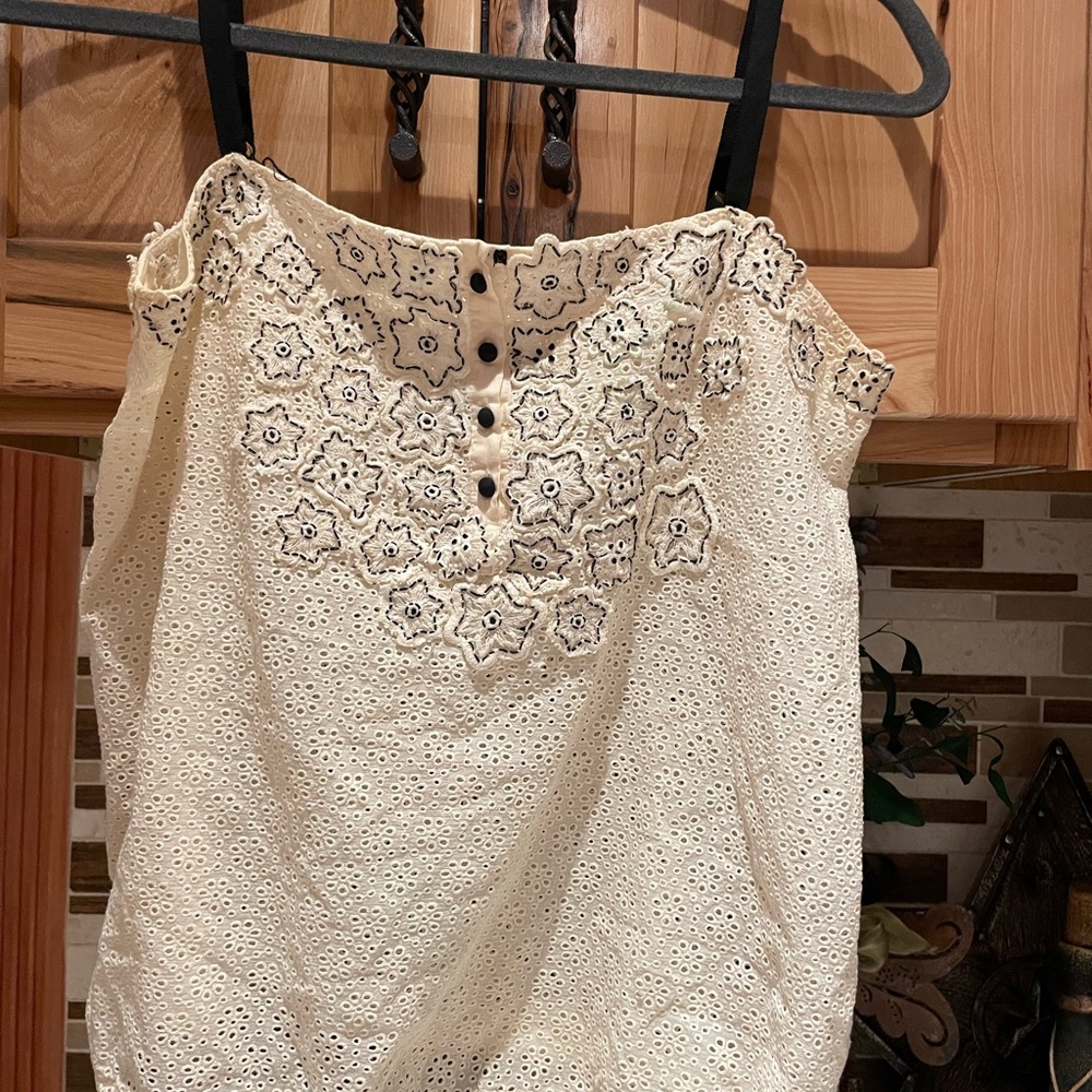 Embroidered Cream Women's Top
